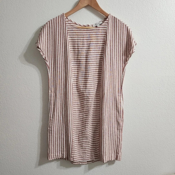 MADEWELL Stripe-Play Button-back Tee Dress Red White Size XXS - Picture 2 of 12